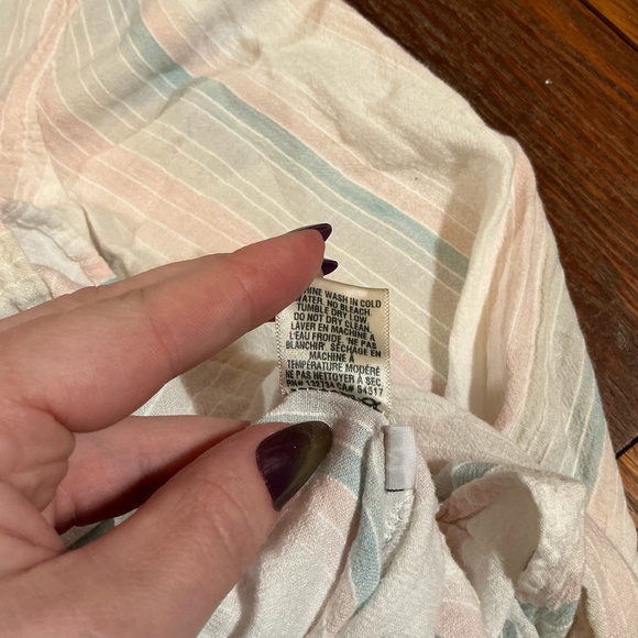 Bella Dahl Havana Rainbow Stripe Linen Blend Button Down Shirt Size M - Picture 4 of 6